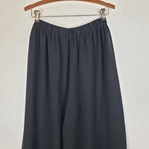 Patricia Moss Palazzo Pants Black Chiffon Pull On Wide Leg Evening Womens Size 6 - Picture 6 of 10